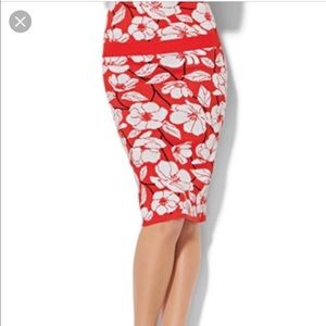 New York & Company Knit Pencil Skirt - Floral.